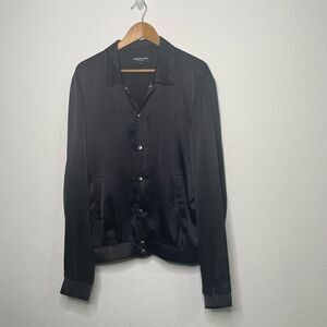 Keiser Clark Men’s Silk‎ Club Jacket Black Snap Button Up Size XL $700